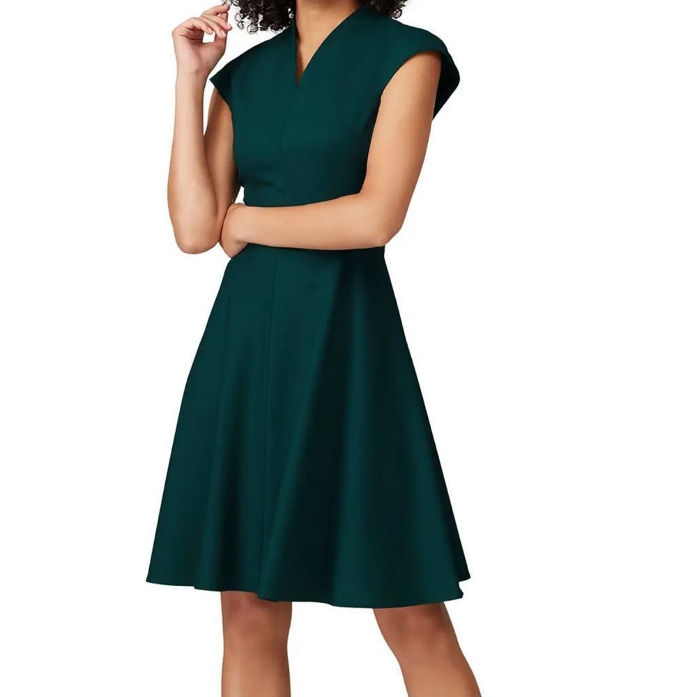 BOGO MM LaFleur Green A-Line Cap-Sleeve Dress